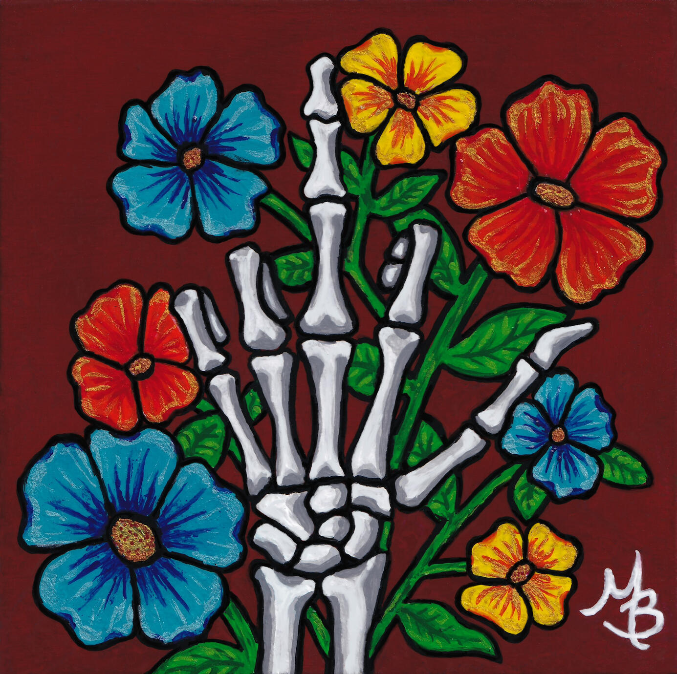 Floral Skelly Finger Print